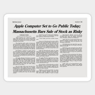 HD Reproduction - Apple Stock Too Risky - Dec 12, 1980 Magnet